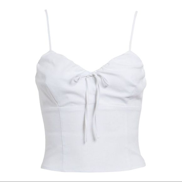 Leith Tops - LEITH Tie Front Linen Blend Cami tank White NWOT Size Large